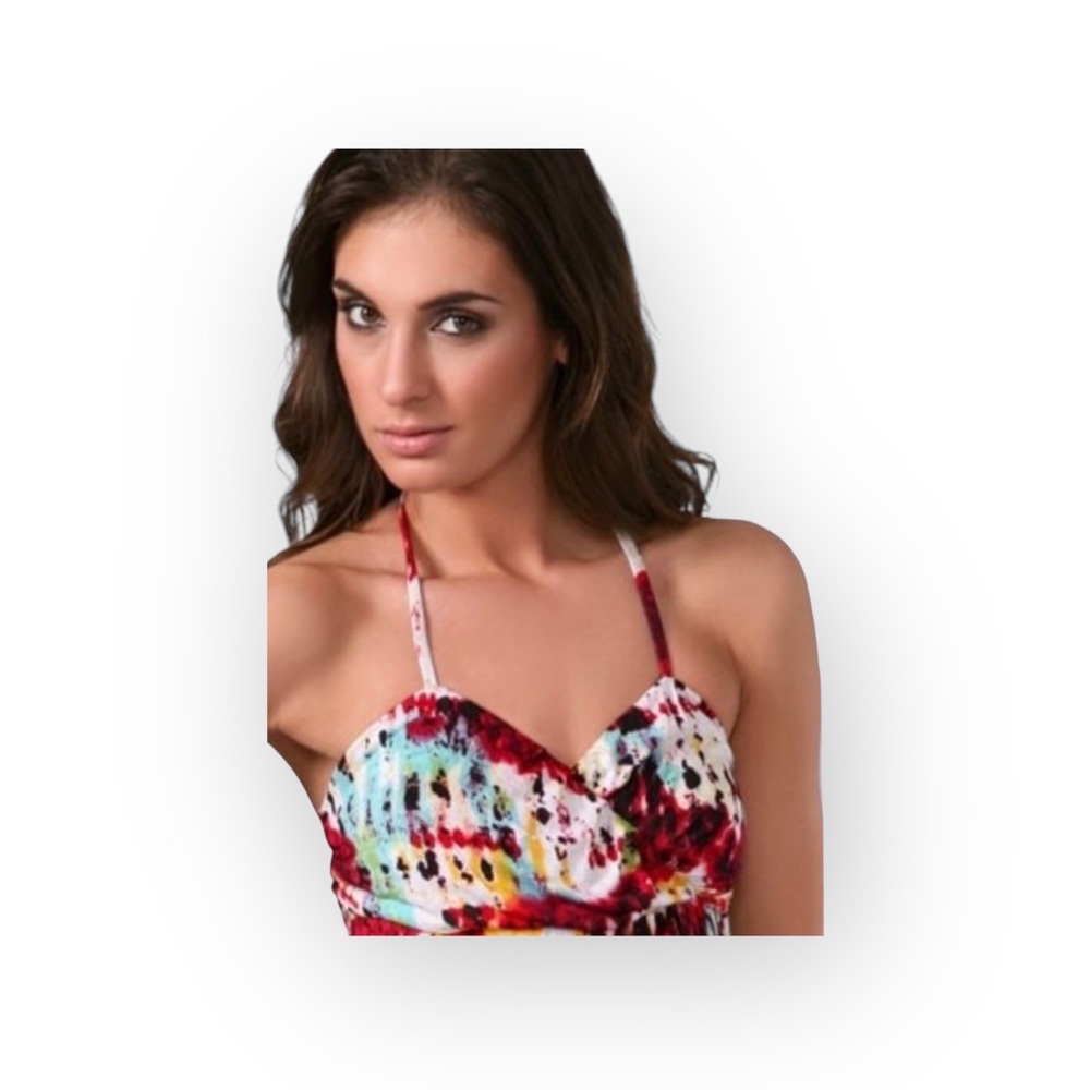 new T-Bags [MISA] ❁ Print Halter Faux Wrap Mini Cocktail Dress ❁ Multi Color ❁ - Picture 4 of 16